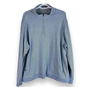 Turtleson 1/4 Zip Sweater Mens 2XL Blue Striped Pullover Polyester Rayon Stretch